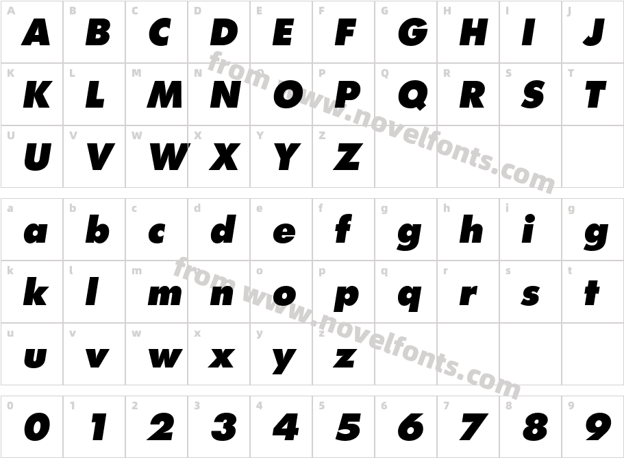 Limerick Serial Heavy Regular ItalicCharacter Map