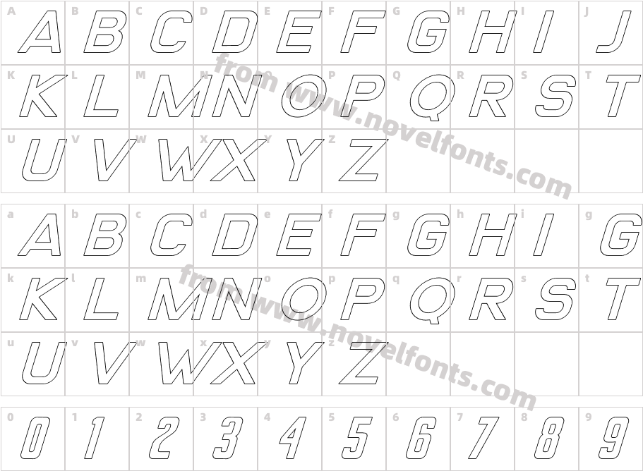 Lione Outline ItalicCharacter Map