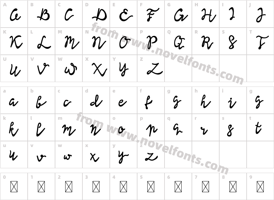 Lisna Demo BoldCharacter Map