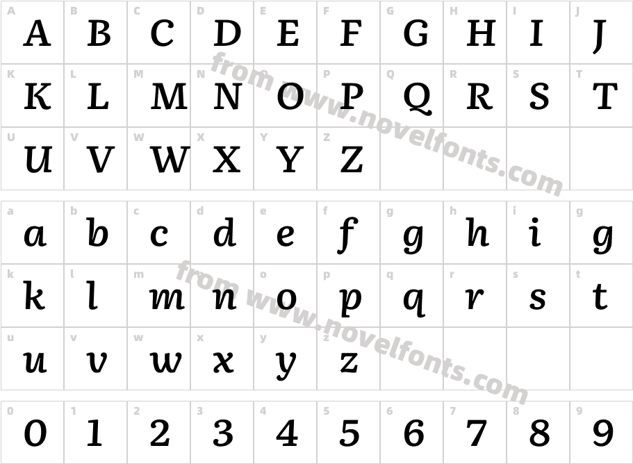 Literata 7pt Semibold ItalicCharacter Map