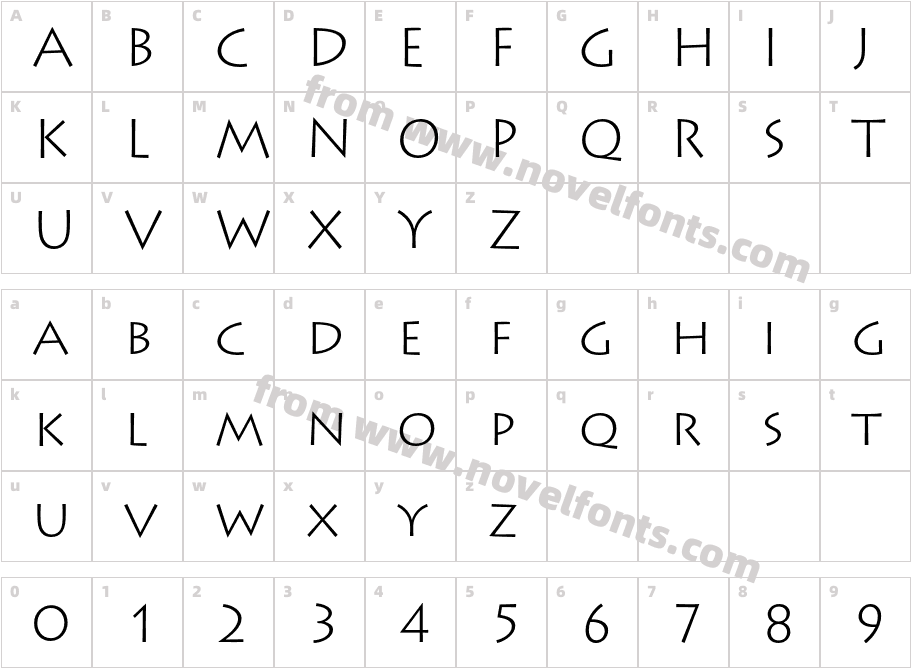 Lithos Pro LightCharacter Map