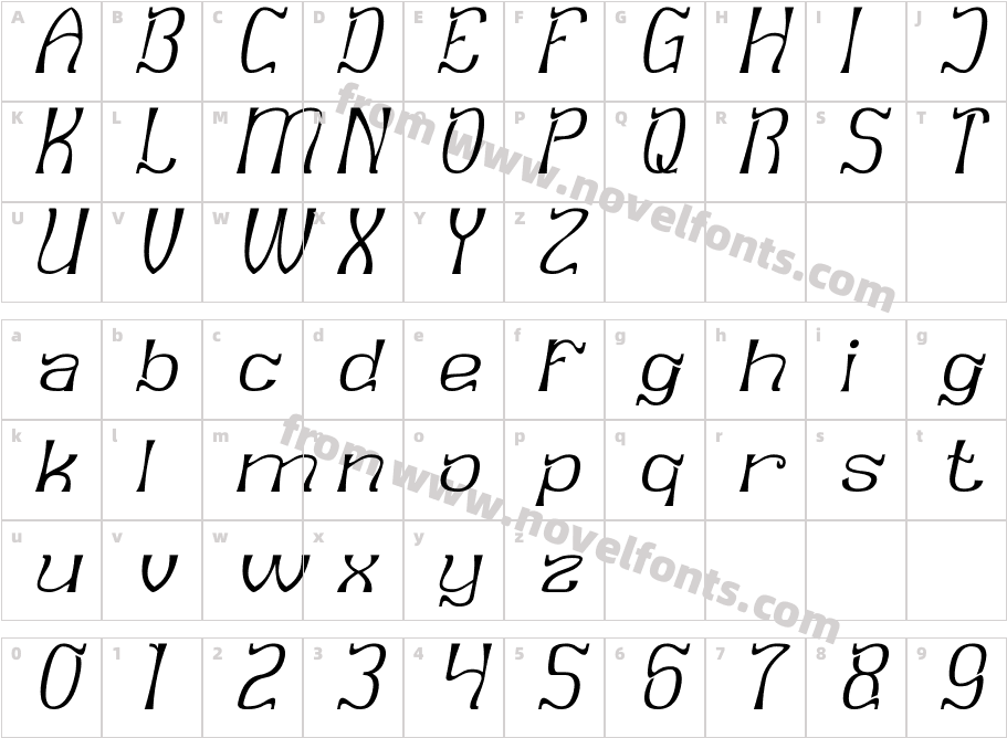 Little Piece ItalicCharacter Map