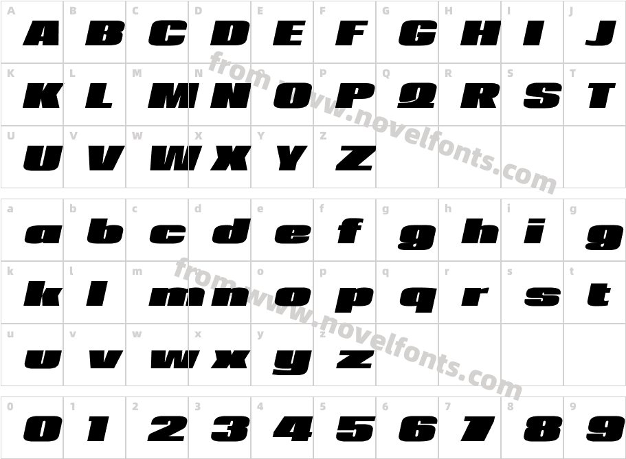 Loft Std Extra Bold ItalicCharacter Map
