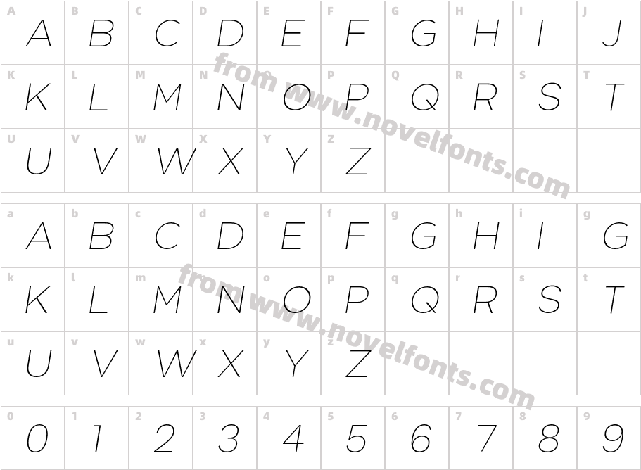 Loft Thin ItalicCharacter Map
