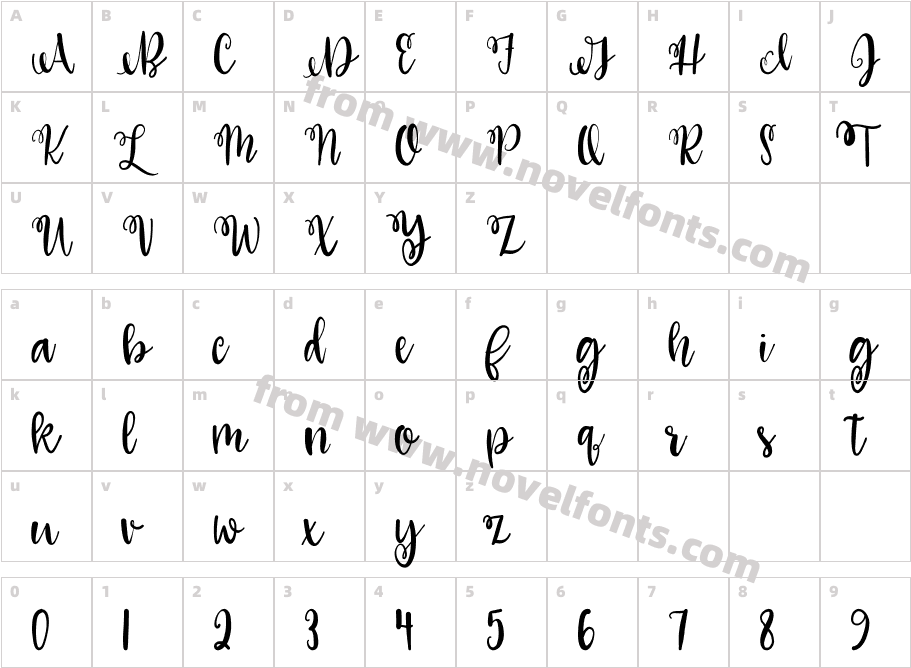 Lolly Script RegularCharacter Map