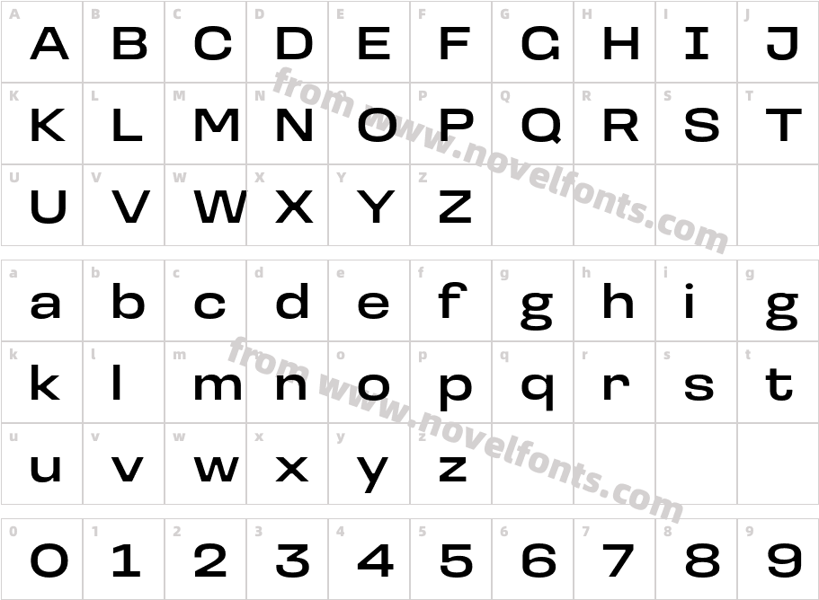 Loos Extra Wide MediumCharacter Map