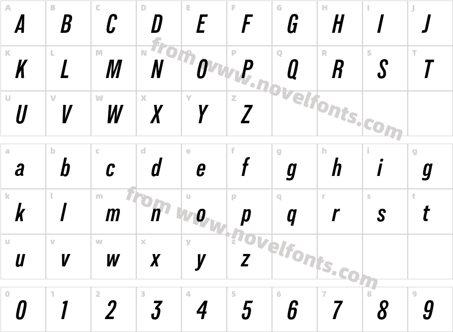 Lorimer No2 Condensed Semibold ItalCharacter Map