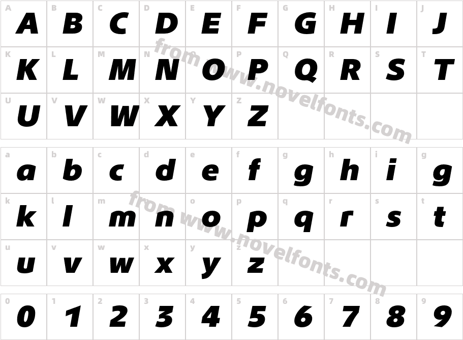 Lotus Eden Ultra Bold ItalicCharacter Map