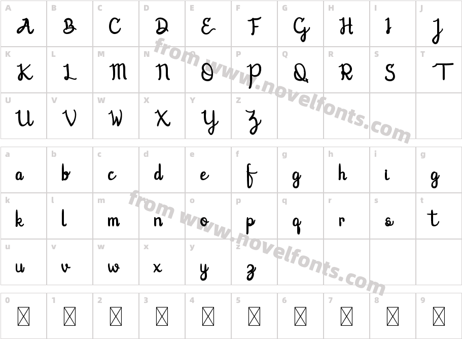 Lovic Demo BoldCharacter Map