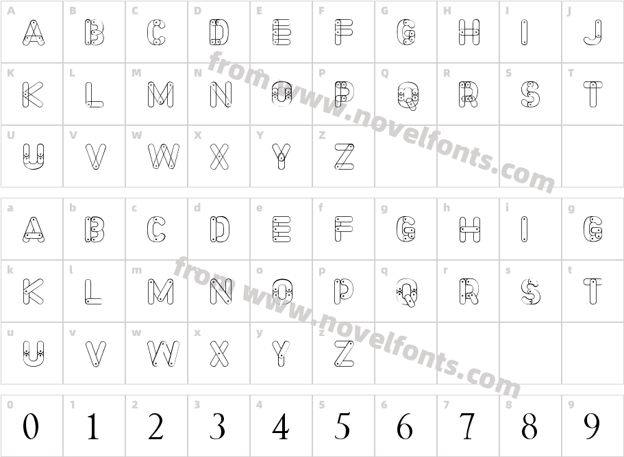 Meccano FontCharacter Map