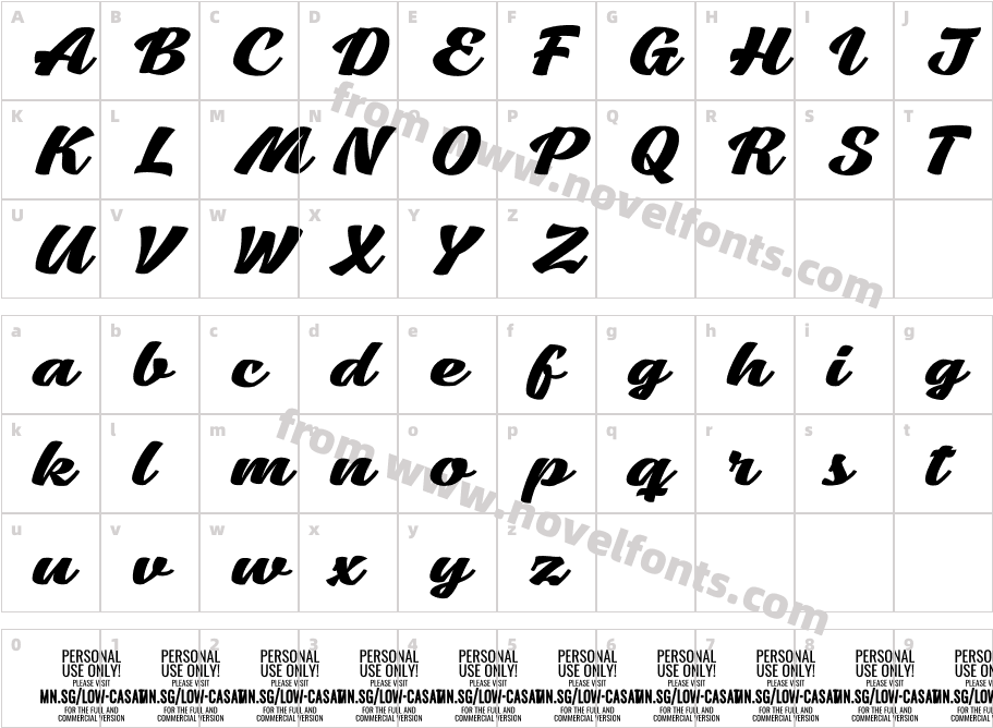 Low Casat Bold PERSONAL USECharacter Map
