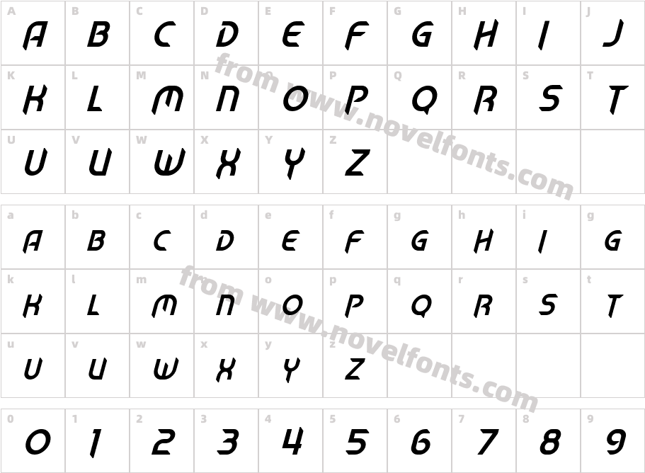 Mech Tech ItalicCharacter Map