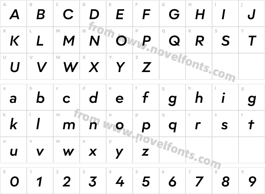 Lto Unicore Tekst Semibold ItalicCharacter Map