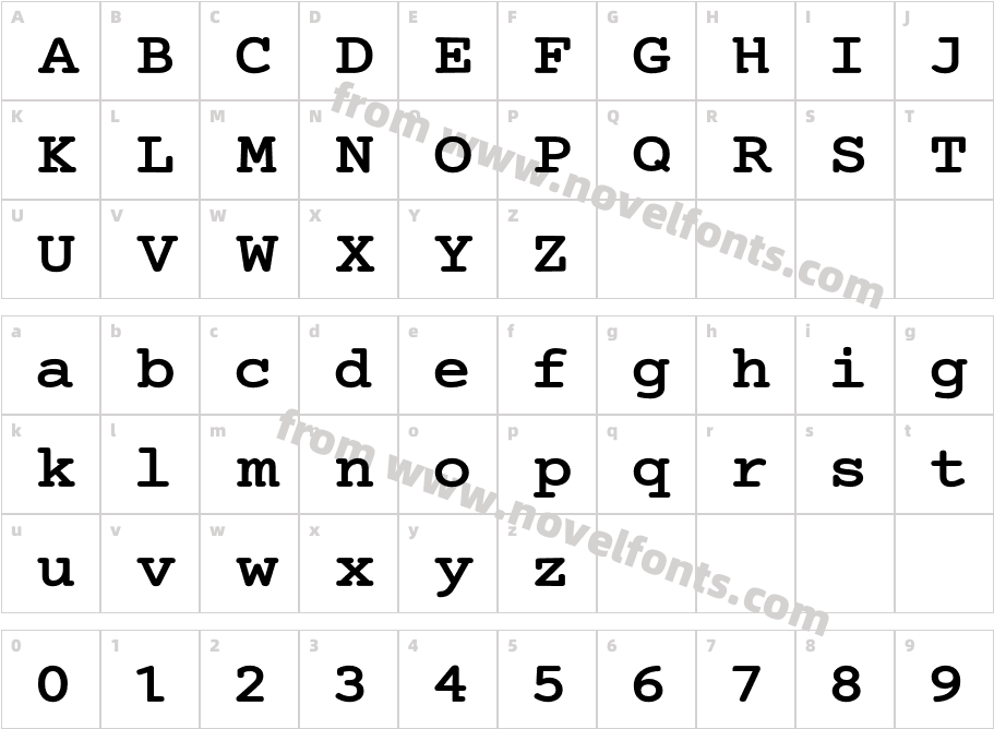 Mechanical Bold ExtendedCharacter Map