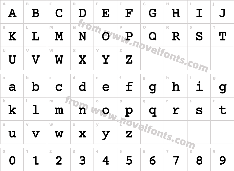 Mechanical BoldCharacter Map