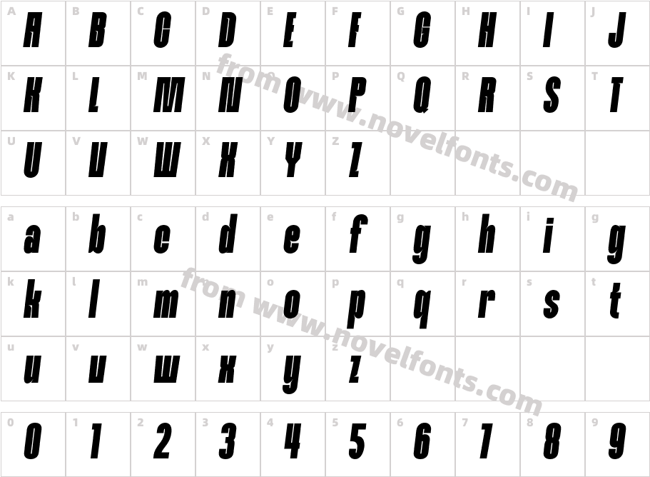 Luderoad Slant RegularCharacter Map