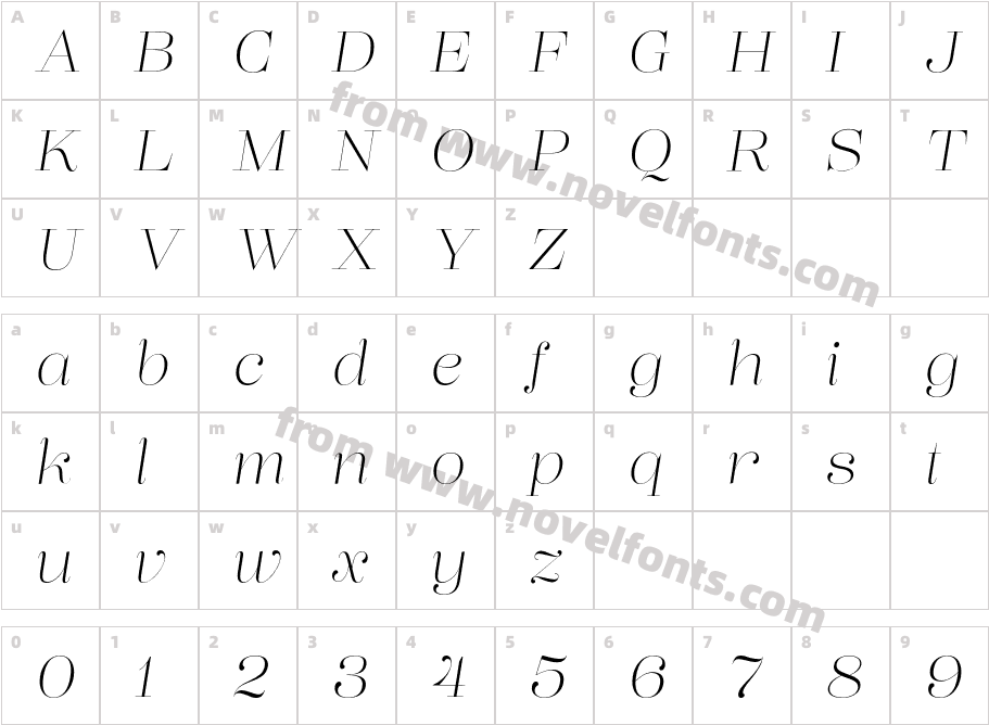 Lust Pro Didone Demi No1 ItalicCharacter Map