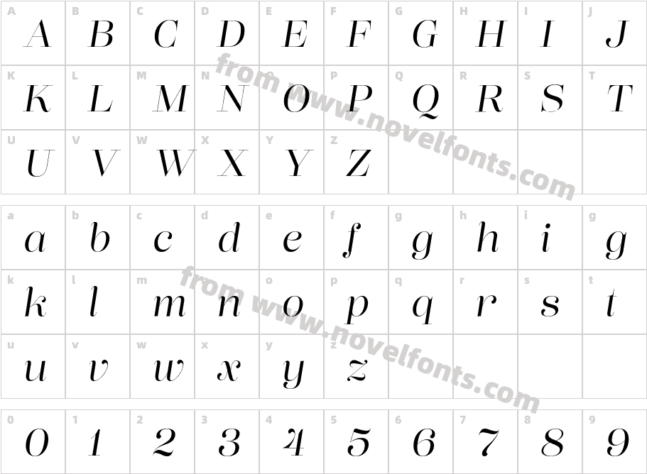 Lust Pro Didone Demi No3 ItalicCharacter Map