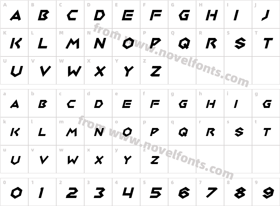 Medabots ItalicCharacter Map