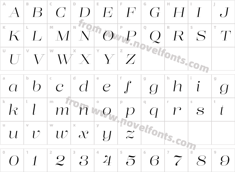 Lust Pro Didone No2 ItalicCharacter Map