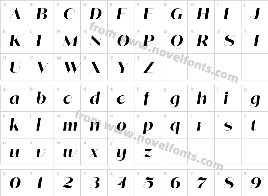 Lust Sans Bold ItalicCharacter Map