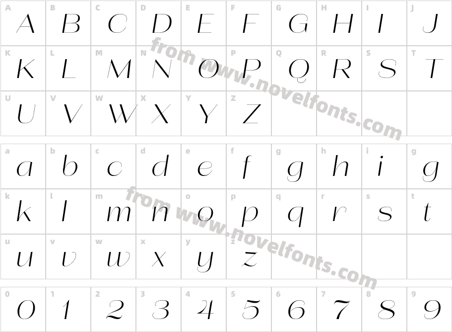 Lust Sans Light ItalicCharacter Map