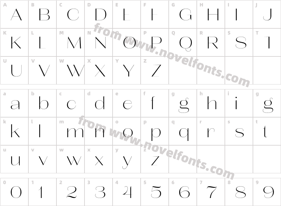 Lust Sans ThinCharacter Map