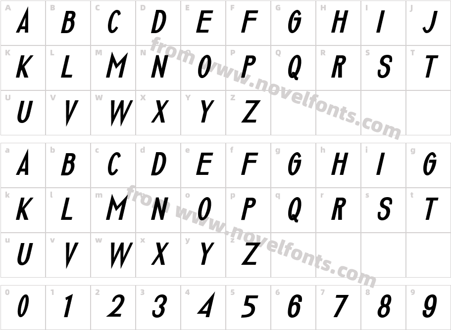 Luxuria Bold ItalicCharacter Map