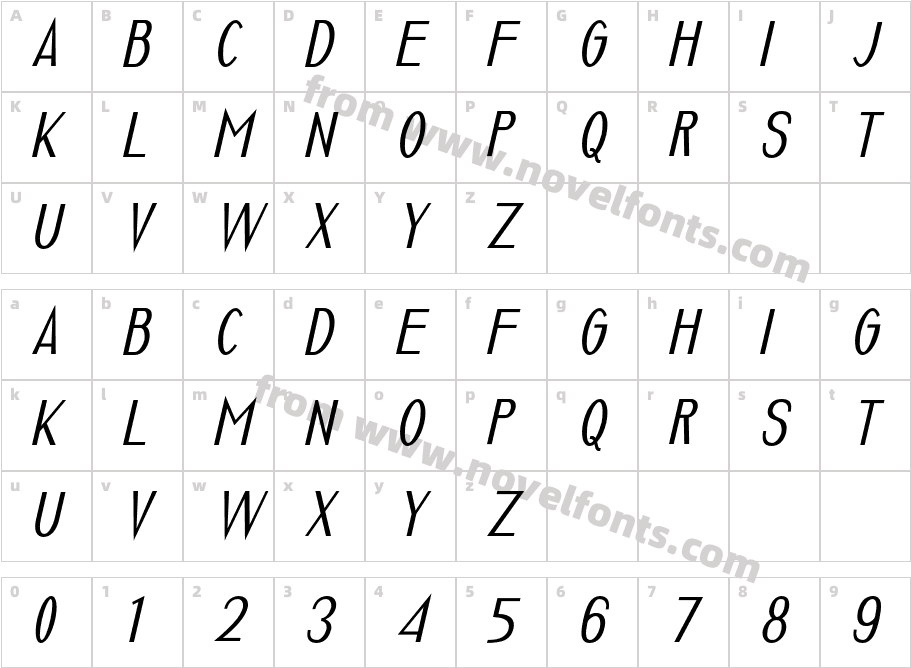Luxuria ItalicCharacter Map