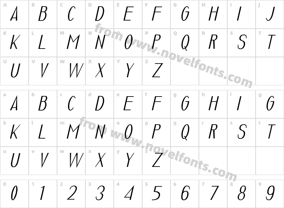 Luxuria Light ItalicCharacter Map