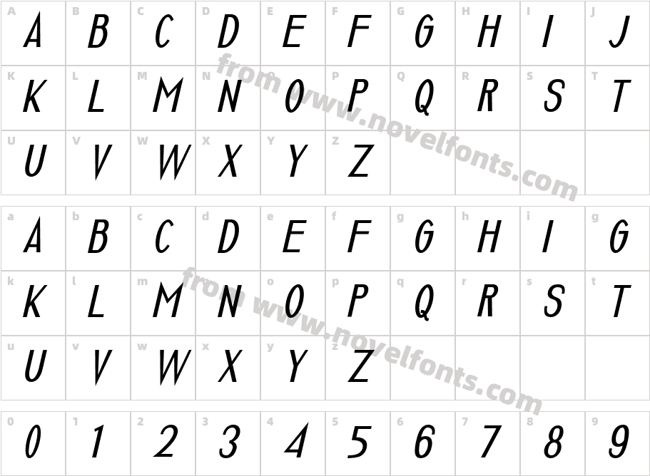 Luxuria Medium ItalicCharacter Map