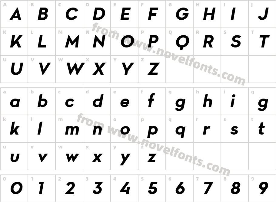 Lydia Sans Bold ItalicCharacter Map