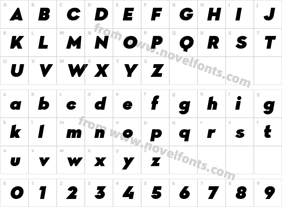 Lydia Sans Ultra ItalicCharacter Map