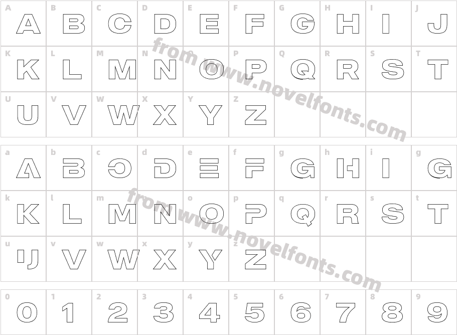 MADE Outer Sans Outline Alt BoldCharacter Map