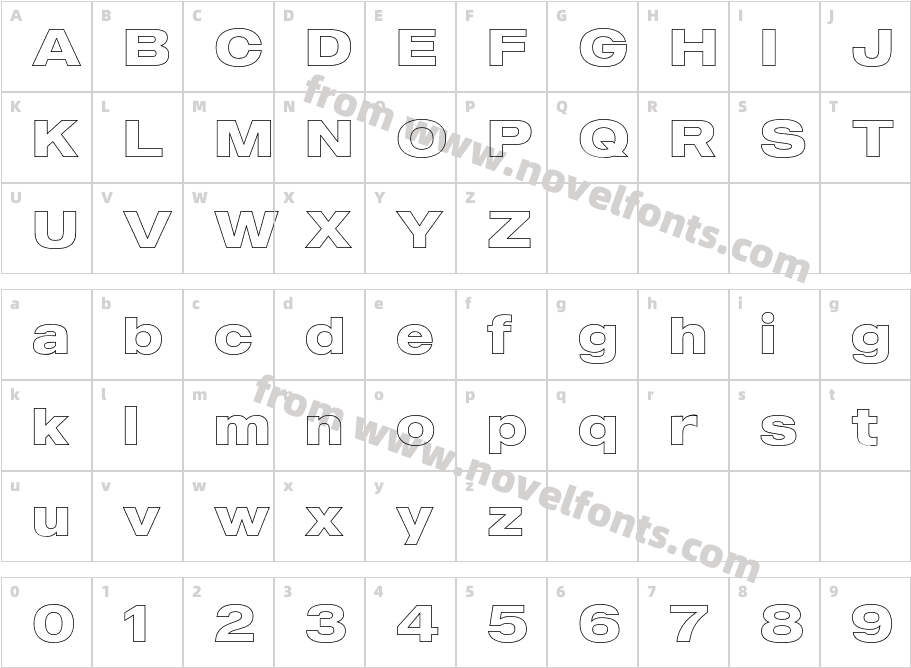 MADE Outer Sans Outline BoldCharacter Map