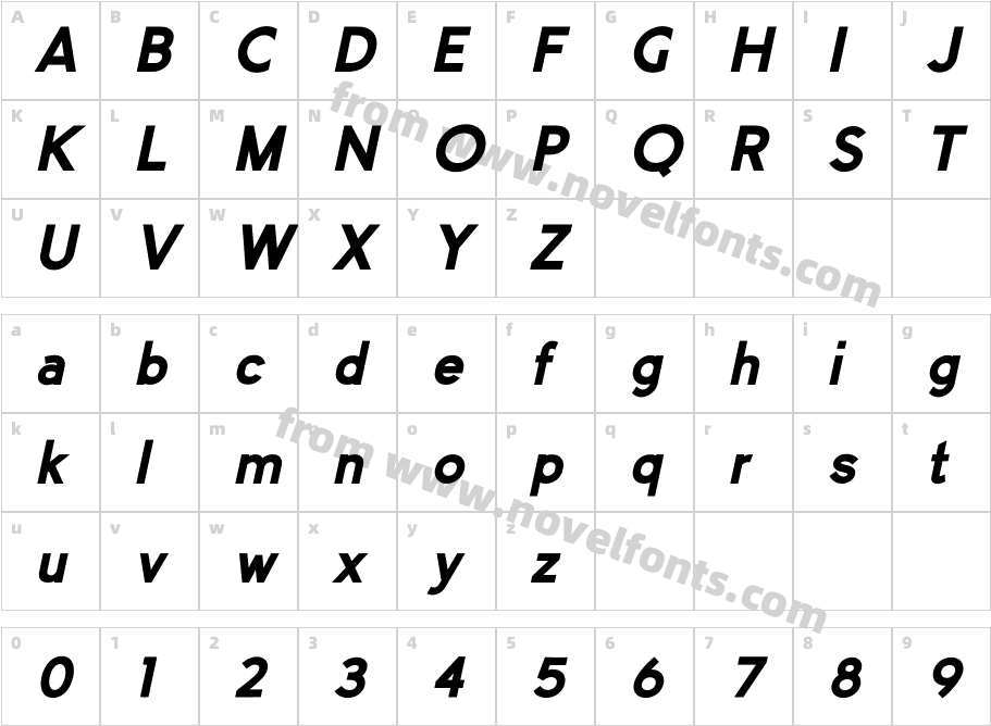 MANDISA Extra Bold ItalicCharacter Map