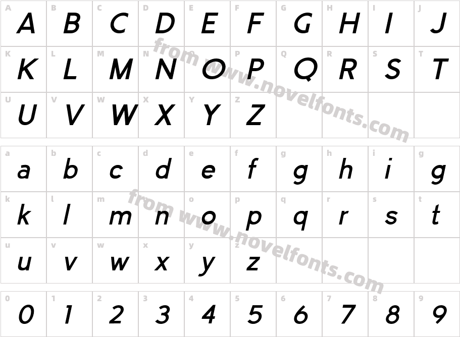 MANDISA ItalicCharacter Map