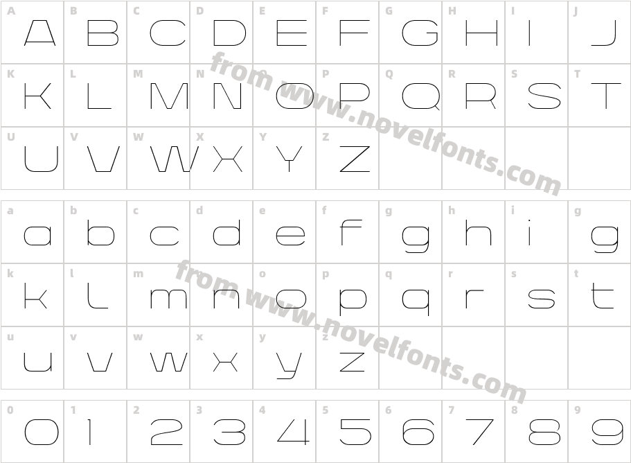 MBF Ligione Thin ExpandedCharacter Map