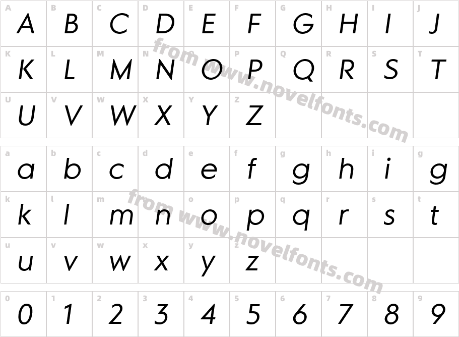 MDGROTESQUE ItalicCharacter Map