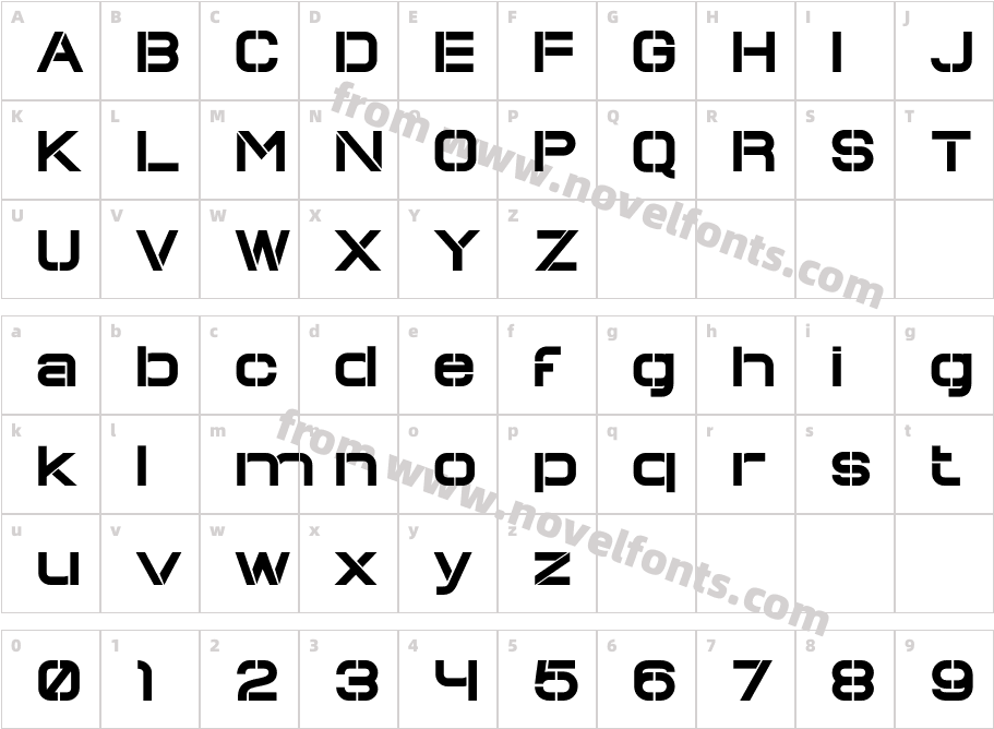MECHACORESTNCL Bold Ext ExpCharacter Map