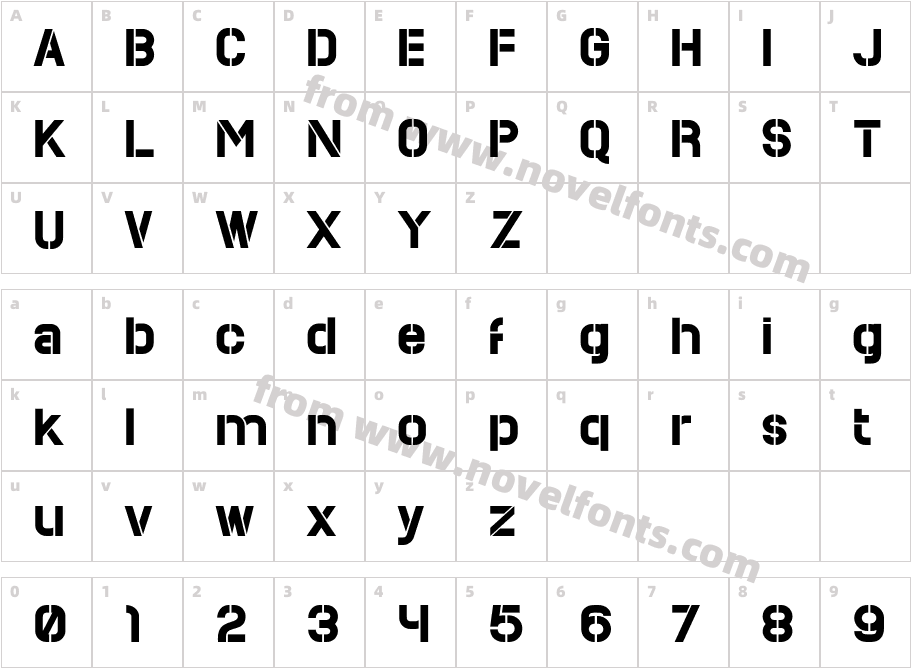 MECHACORESTNCL BoldCharacter Map