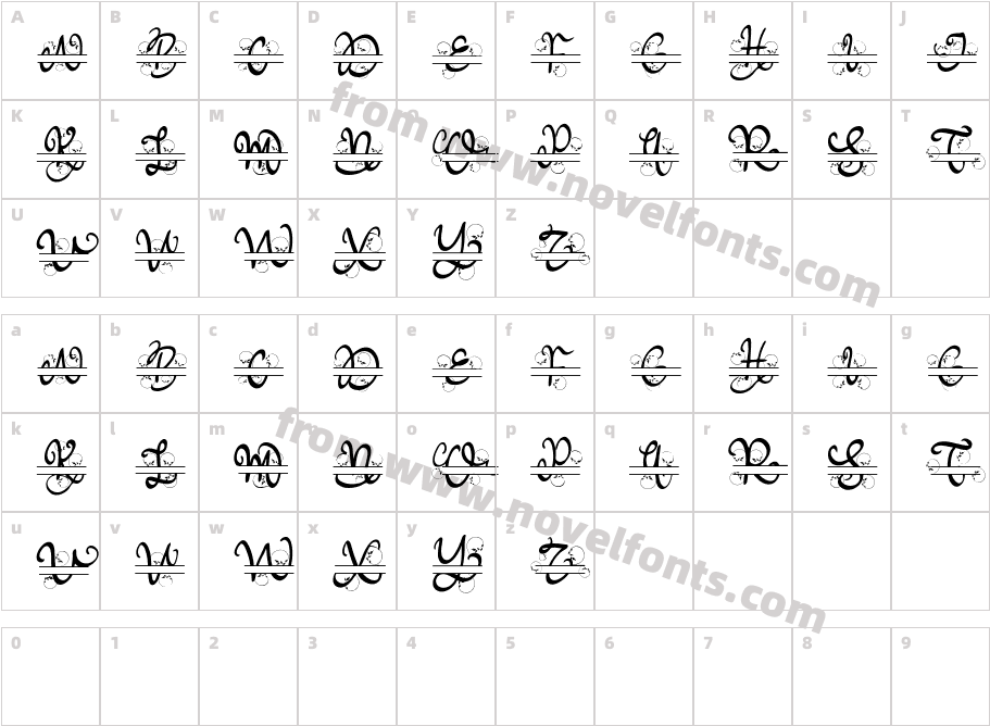 Meisha MonogramCharacter Map