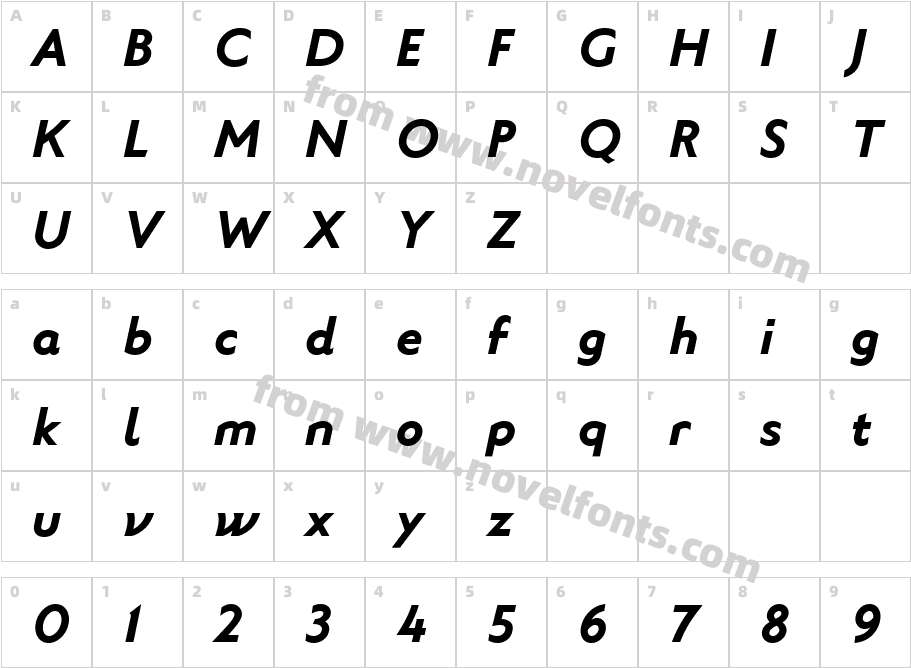 MTT Roma Bold ItalicCharacter Map