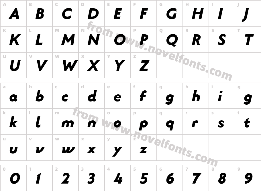 MTT Roma Heavy ItalicCharacter Map