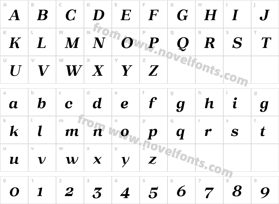 Macaw Bold ItalicCharacter Map