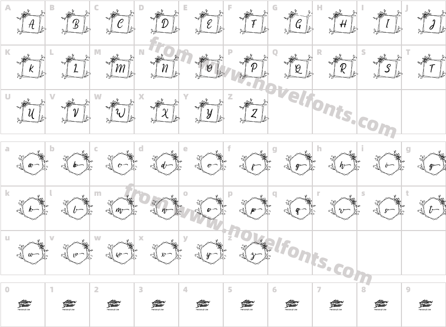 Melati Monogram RegularCharacter Map