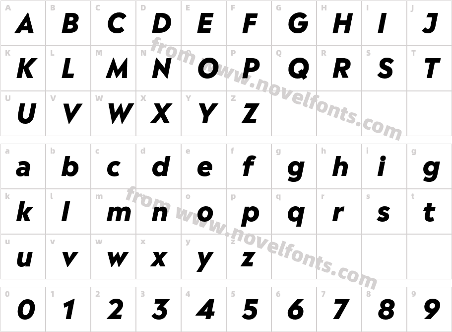 Madera W04 Extra Bold ItalicCharacter Map