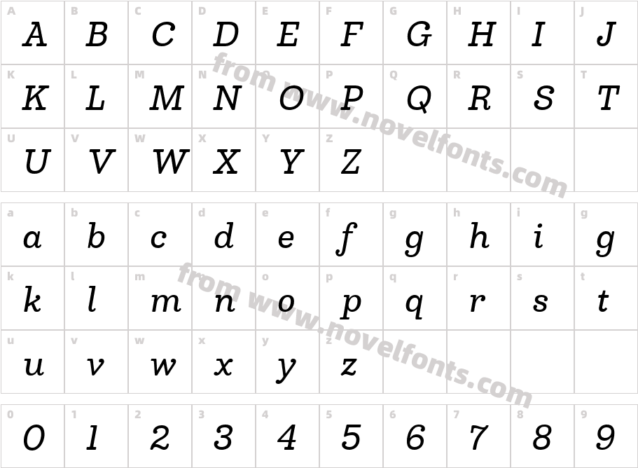 Madley Medium ItalicCharacter Map