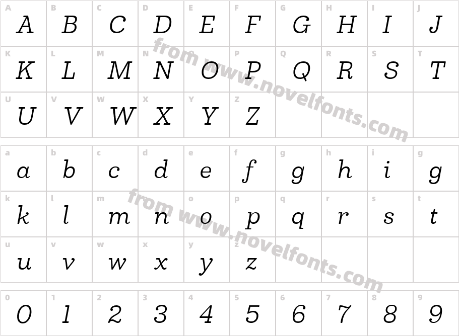 Madley Regular ItalicCharacter Map