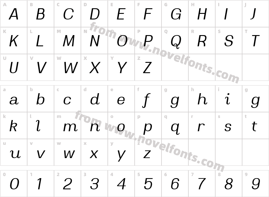 Magate Thin ItalicCharacter Map